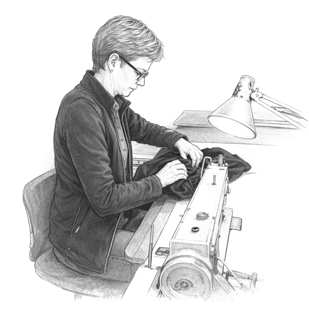 Syerske ved symaskine – illustration